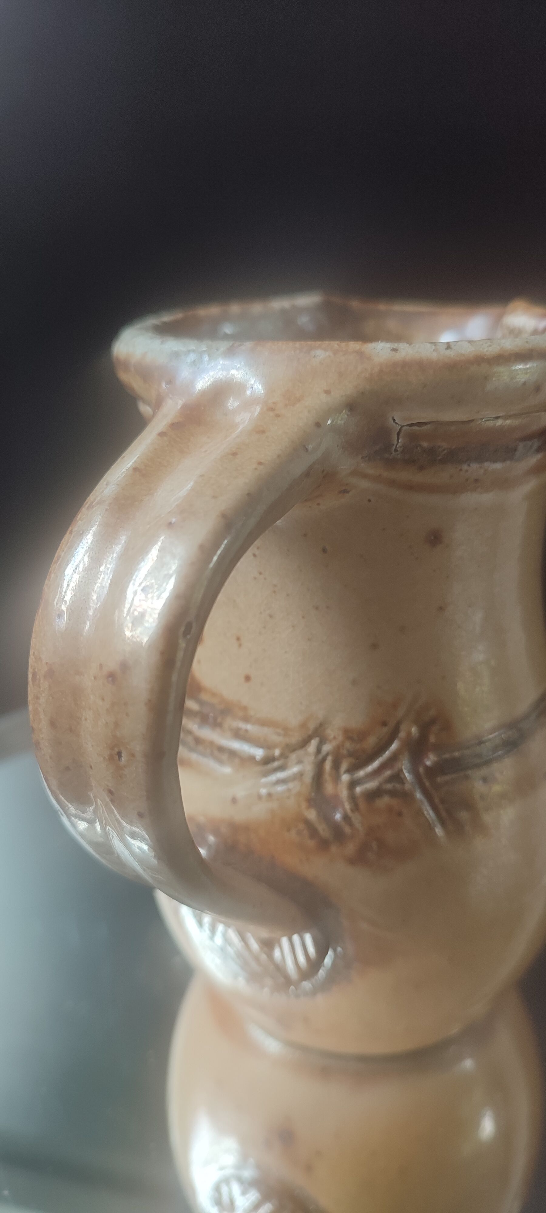 Vintage salt-glazed stoneware jug "le don" (suzy atkins)