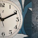 Vintage clock rectangular silent wall clock "Jaz blue white ochre"