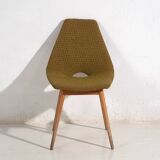 Chair in wood and ochre fabric, c.1960