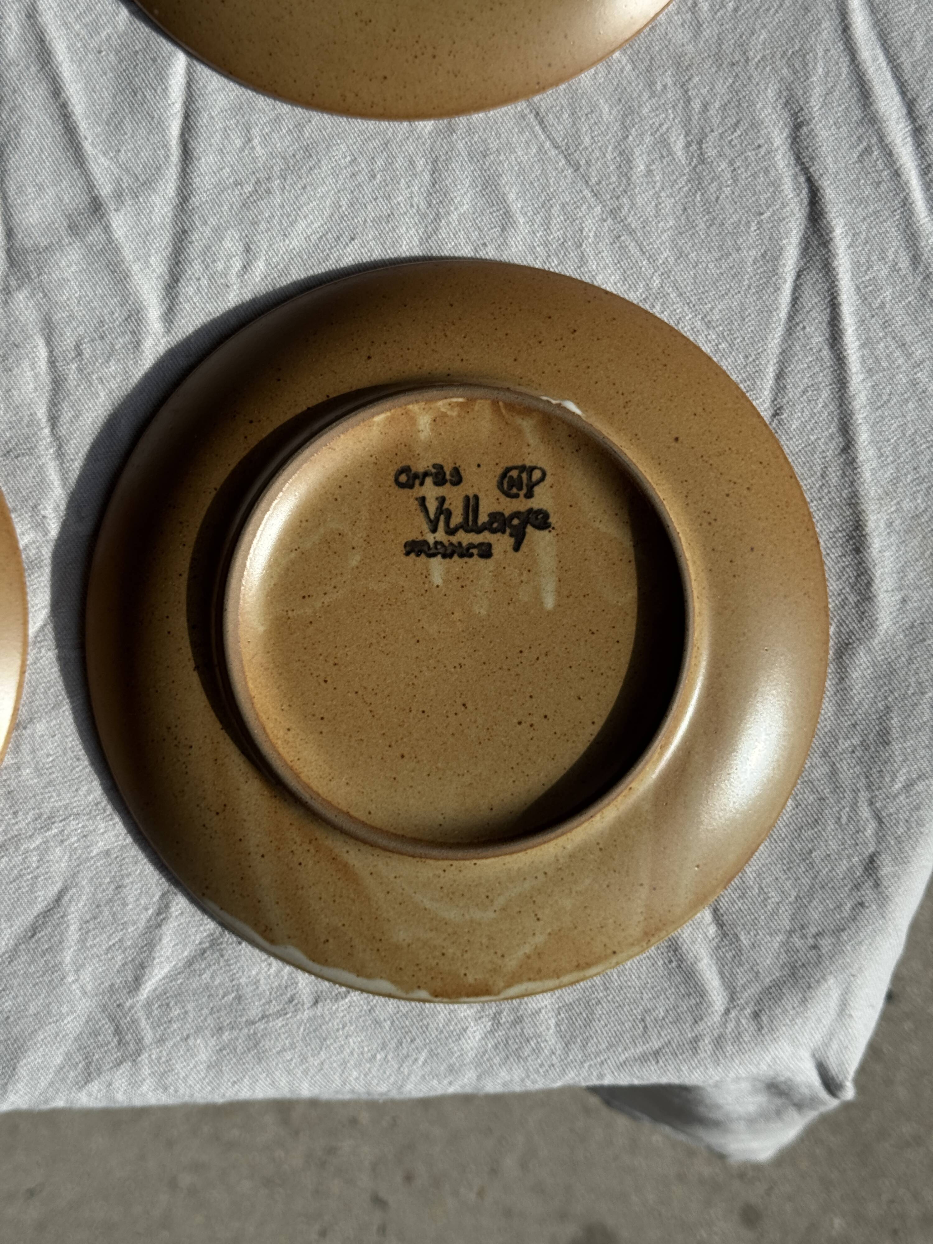 Set of 6 dessert plates in stoneware Village France D20