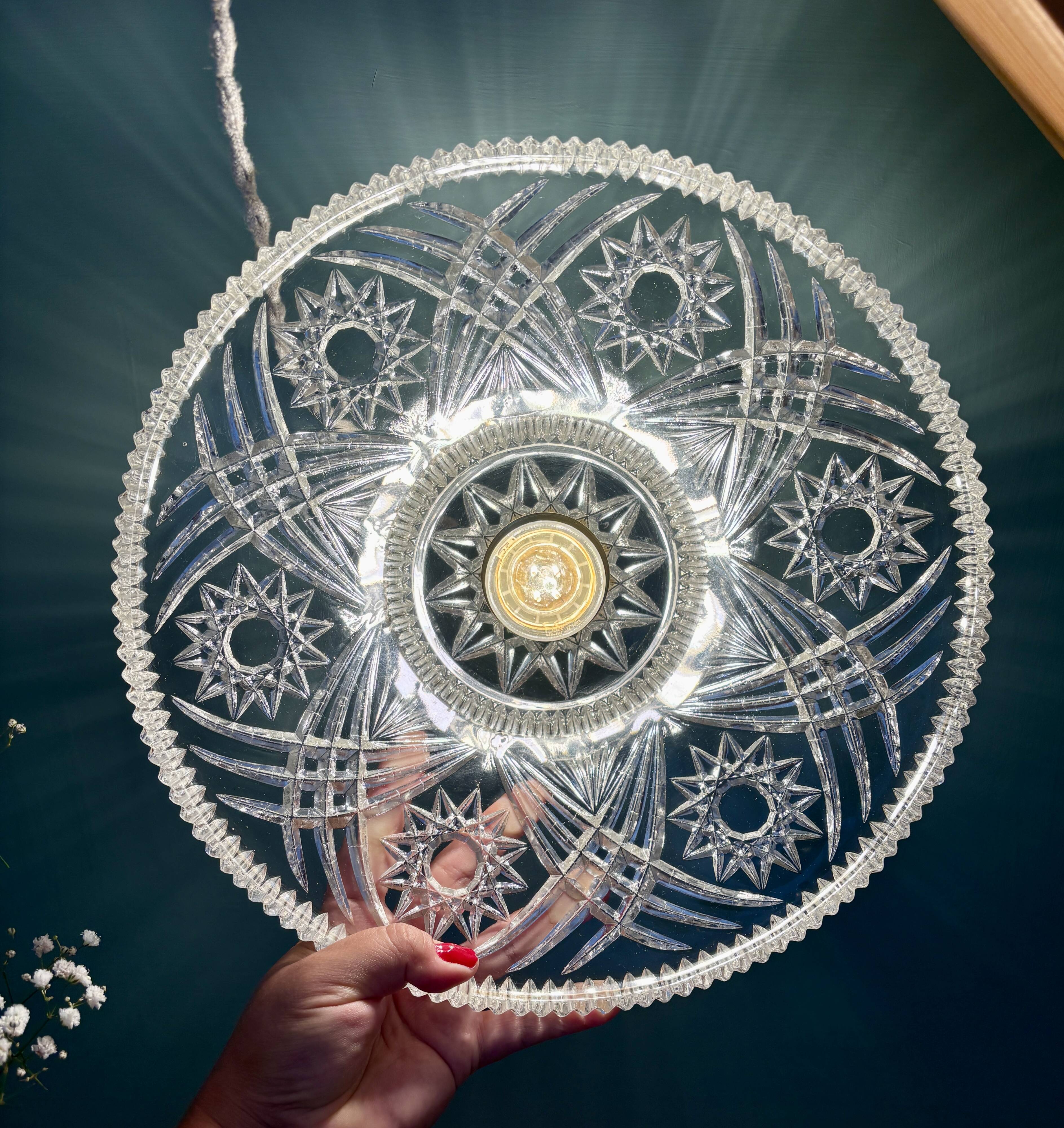 Vintage glass pendant light - tableware collection -