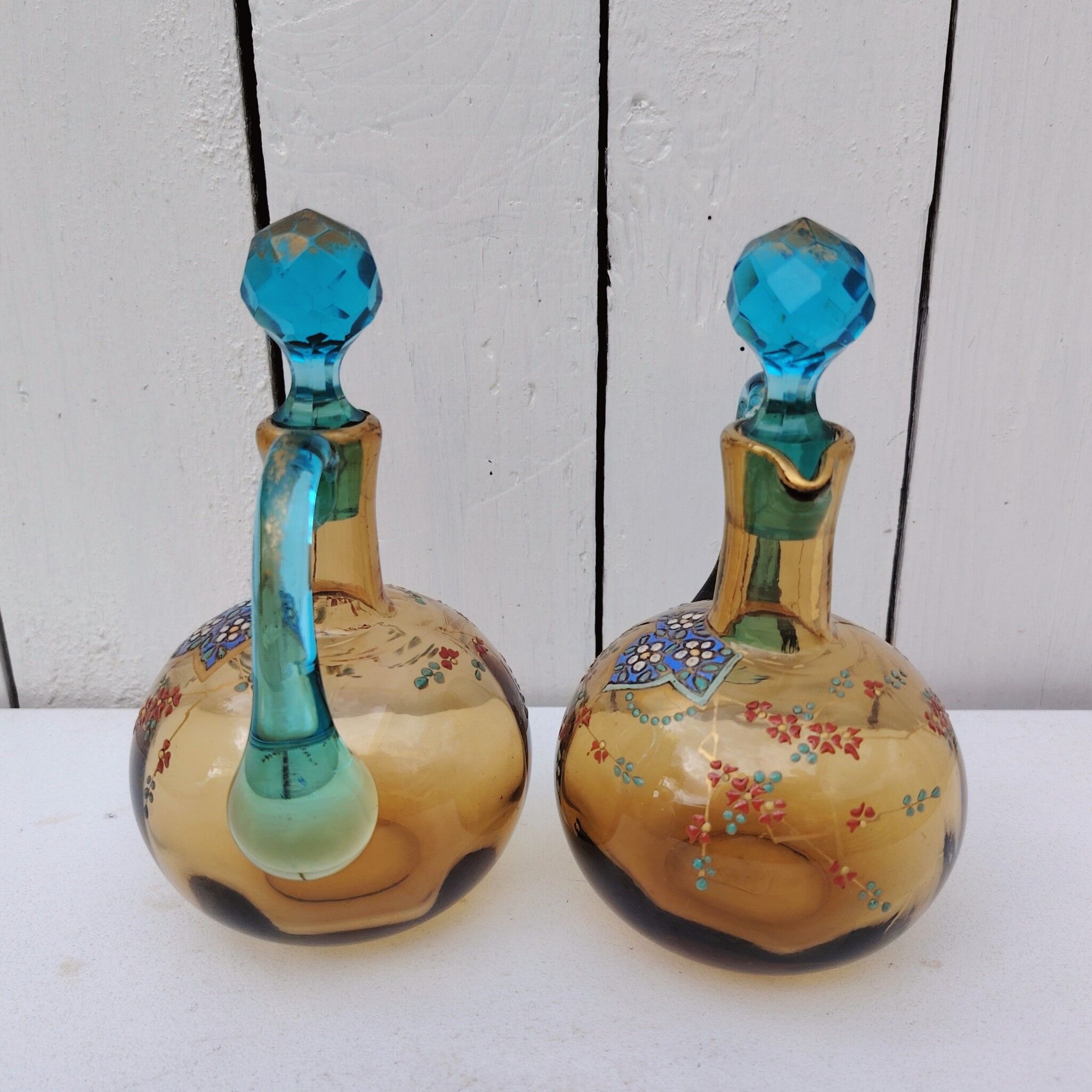 Pair of glass carafes, Georges Sand, vintage