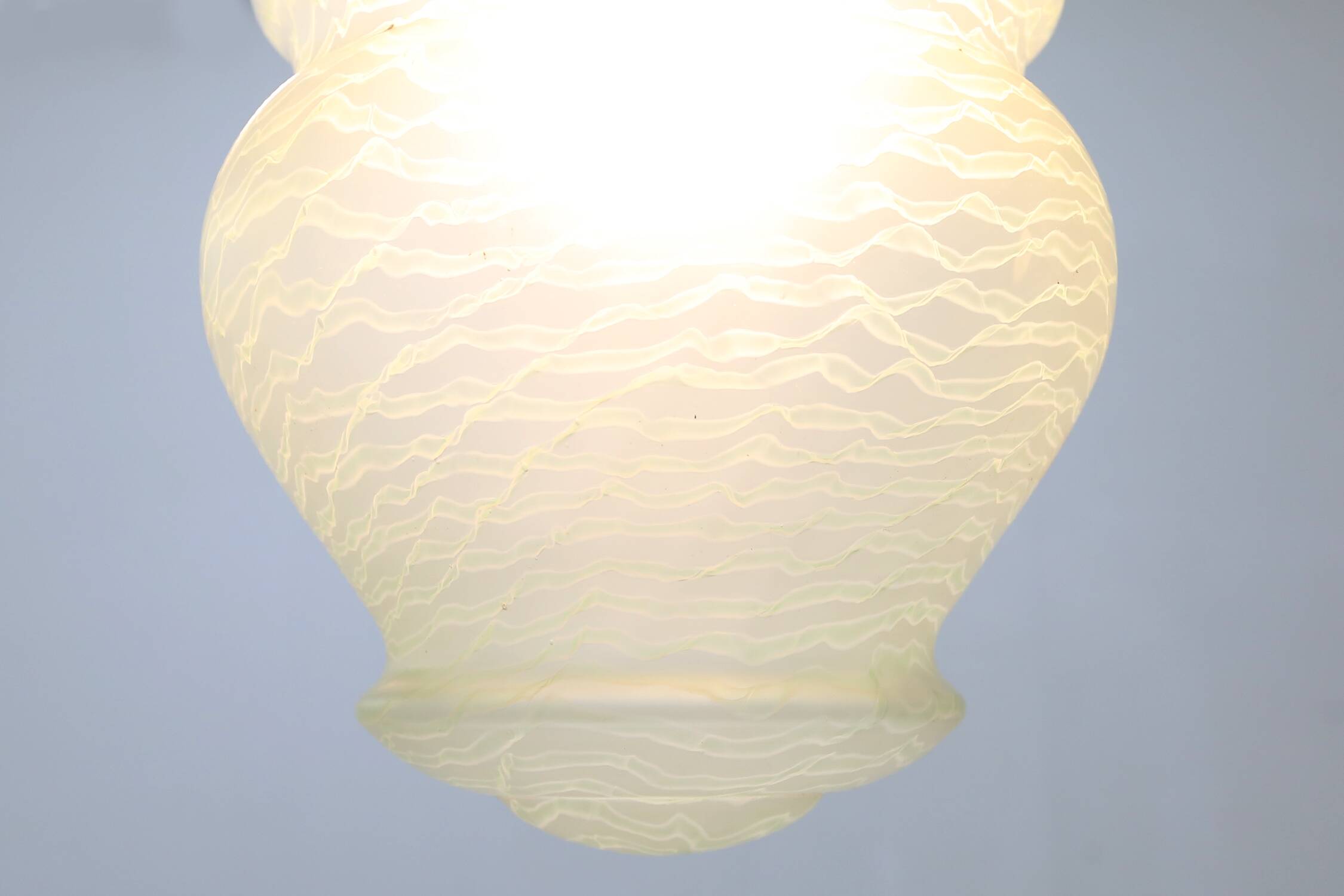 Art Deco pendant lamp with green glass shade, France ca. 1940