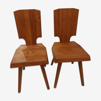 Pair of Chairs model S28 by Pierre Chapo vintage 1970s