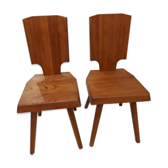 Pair of Chairs model S28 by Pierre Chapo vintage 1970s