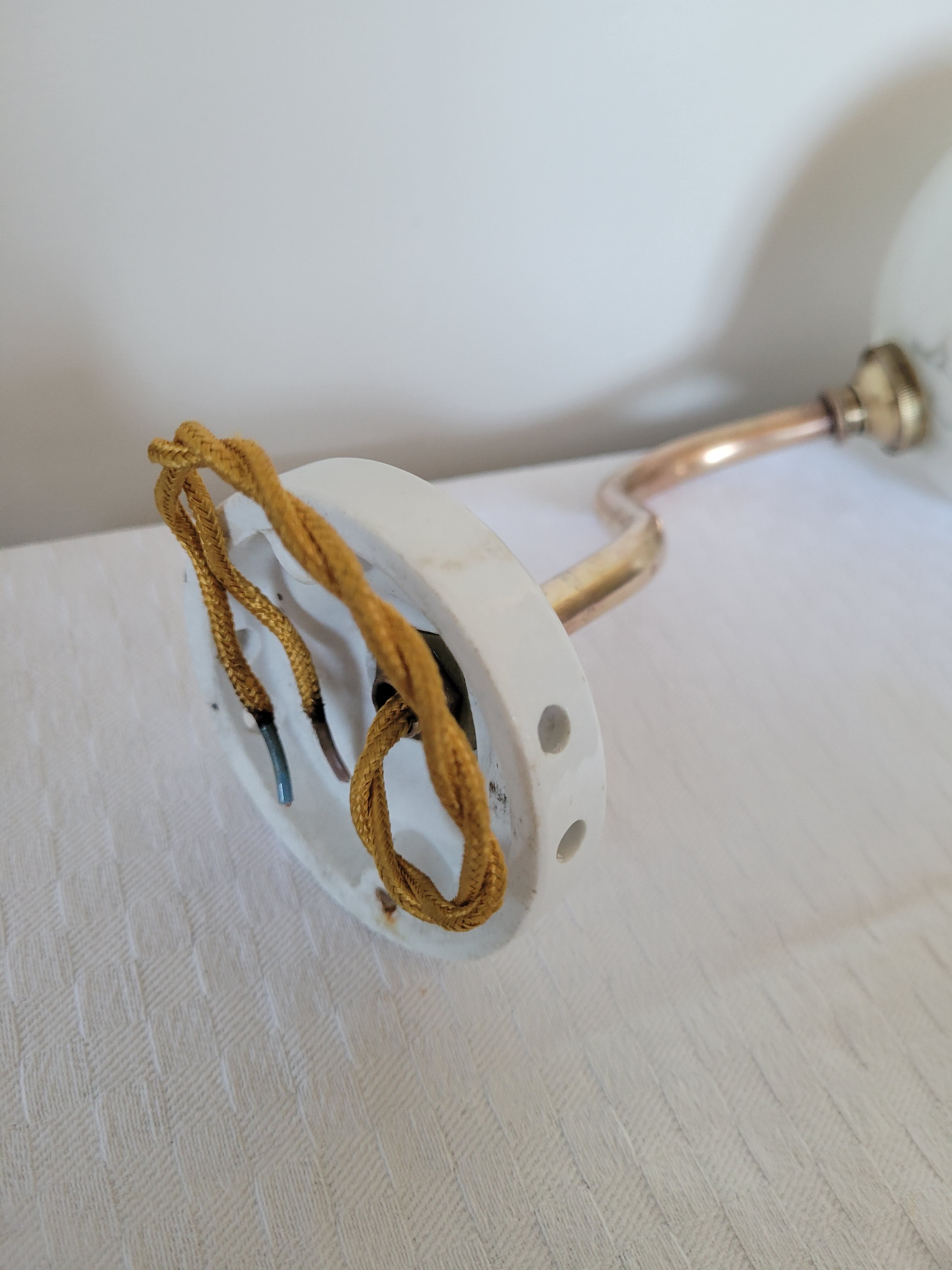 Brass and Clichy glass wall lamp