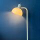 Vintage floor lamp in white metal with acrylic shade.