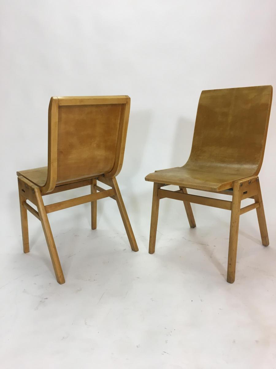 Pair of vintage by Roland Rainer plywood chairs