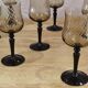 11 vintage black foot smoked twisted water glasses