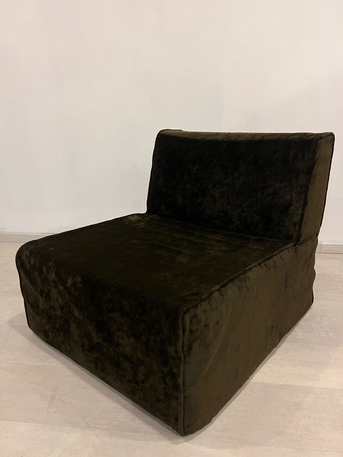 Chocolate fabric armchair