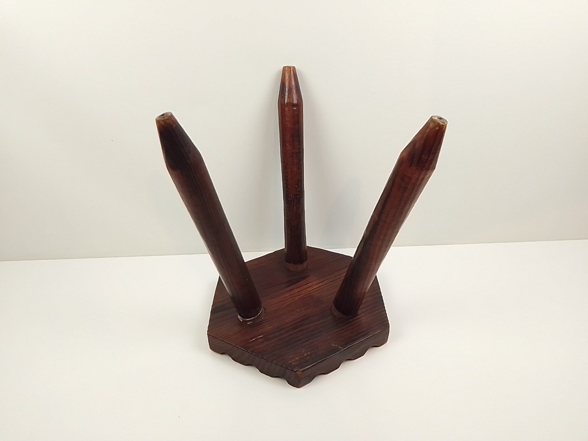 Hexagonal seated wooden stool