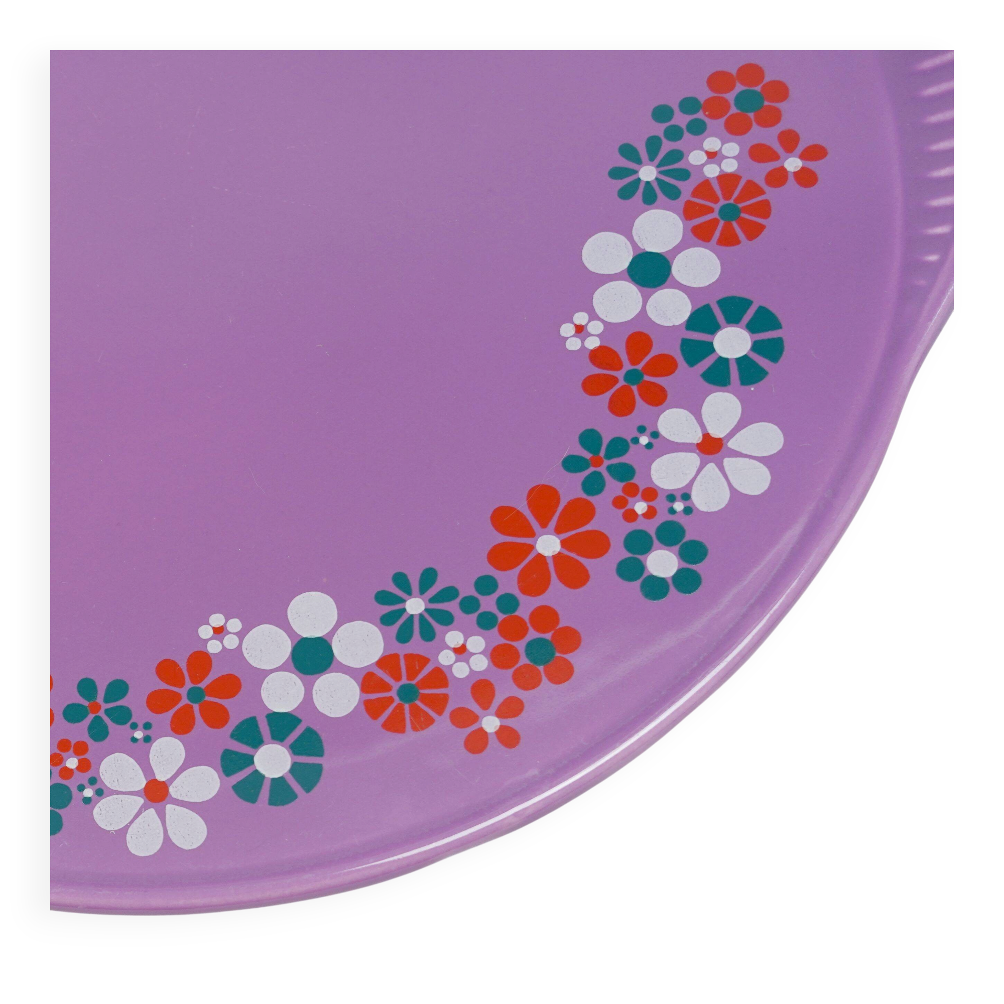 1970s CAKE PLATE staffel-keramik purple glaze with flower decor