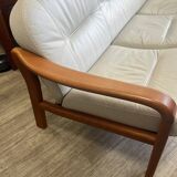 Scandinavian bench in solid teak and leather 1970