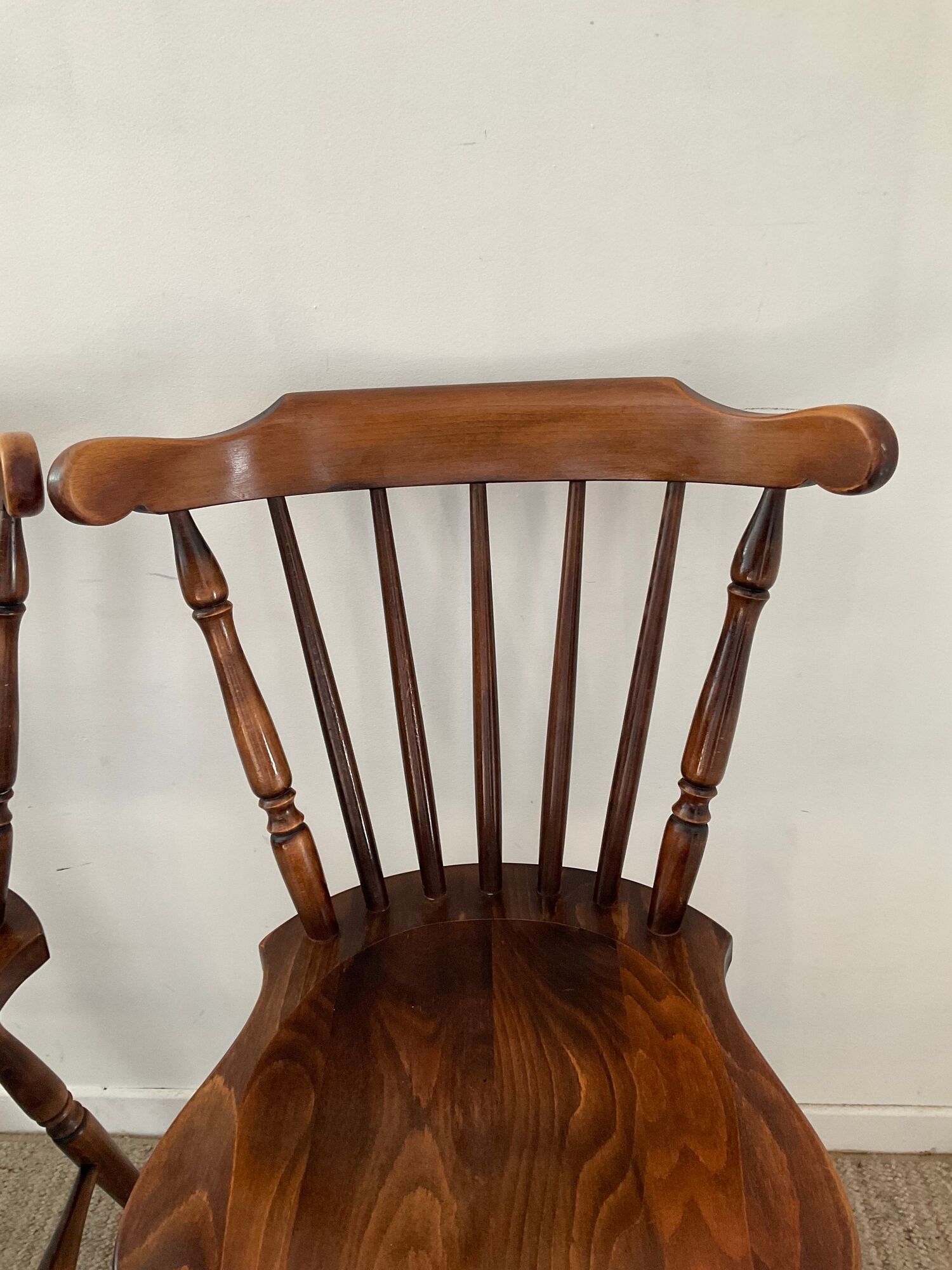 Pair of dutch bistro chairs in solid wood 70s