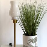 Fine tulip lamp straight opaline vintage restyled with a golden foot