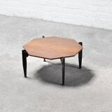 Italian Modernist Coffee Table in Teak and Lacquered Metal, 1950s