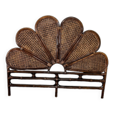 Rosette headboard in vintage rattan and canework
