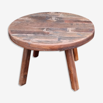 Table basse ronde en bois ancien