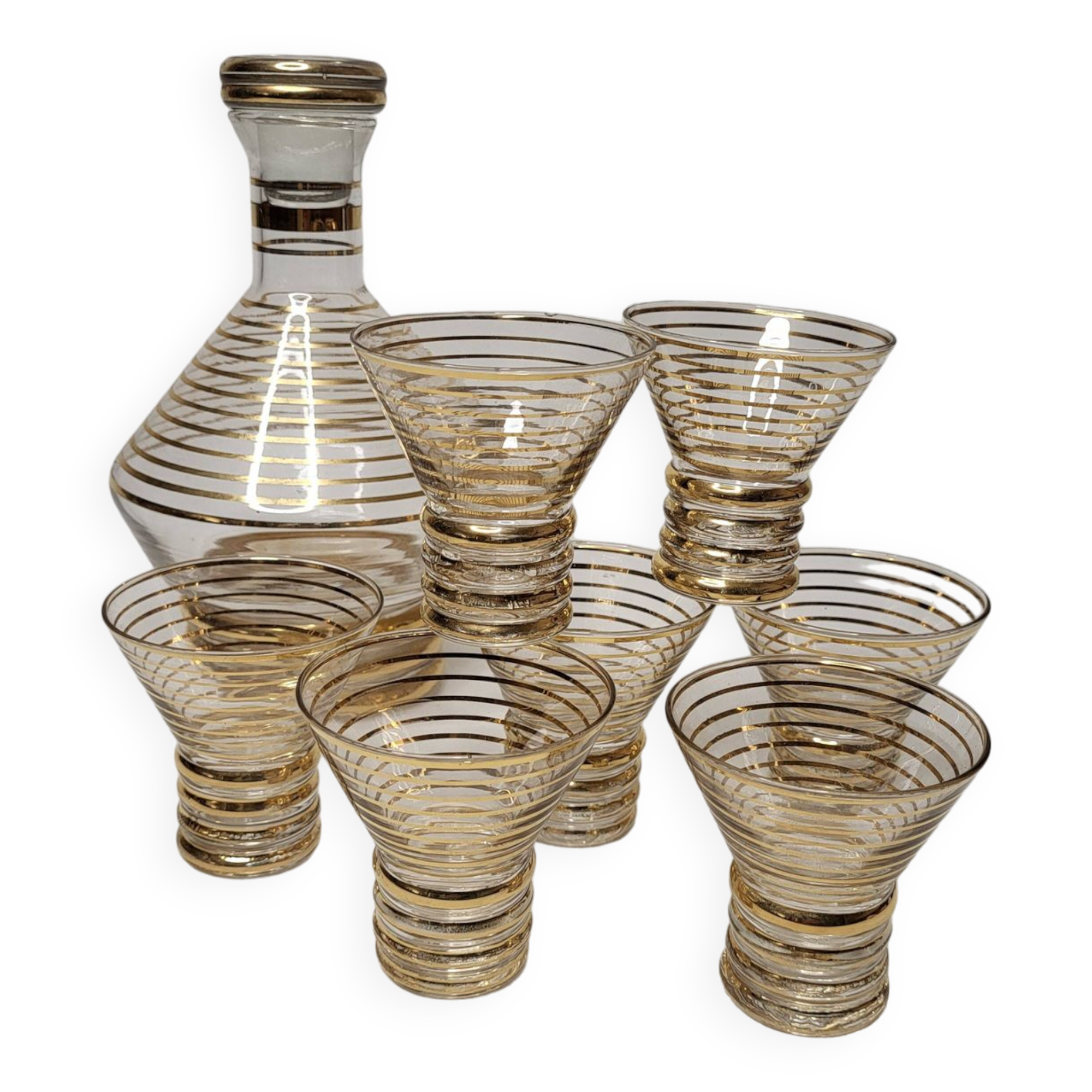 Porto Service / 7 Glasses and Art Deco Carafe