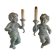 Pairs of wall lights, either two distinct cherubs.