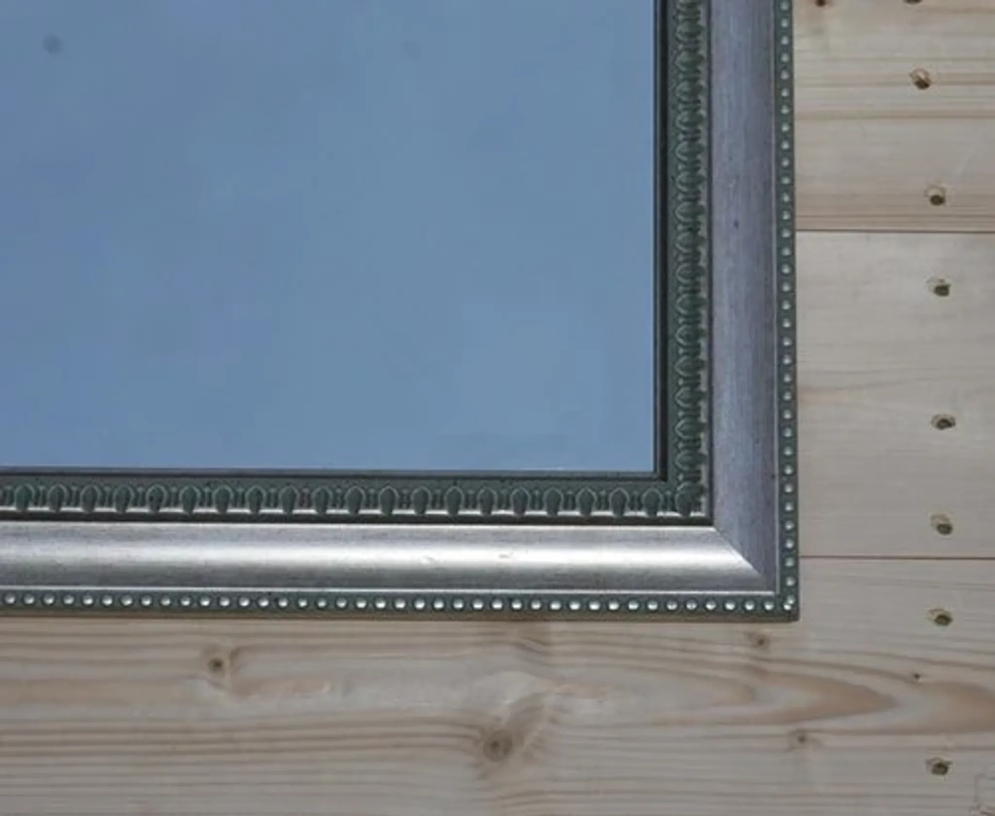 Vintage Bevelled Wall Mirror with Silver Grey Frame