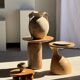 Petrified wood catchall or dish in light grey with rings D27x25 -3320
