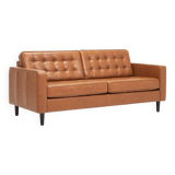 Mid-Century Style 3-Seater Leather Sofa