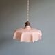 Suspension Art Déco en opaline rose festonnée, années 1920-30