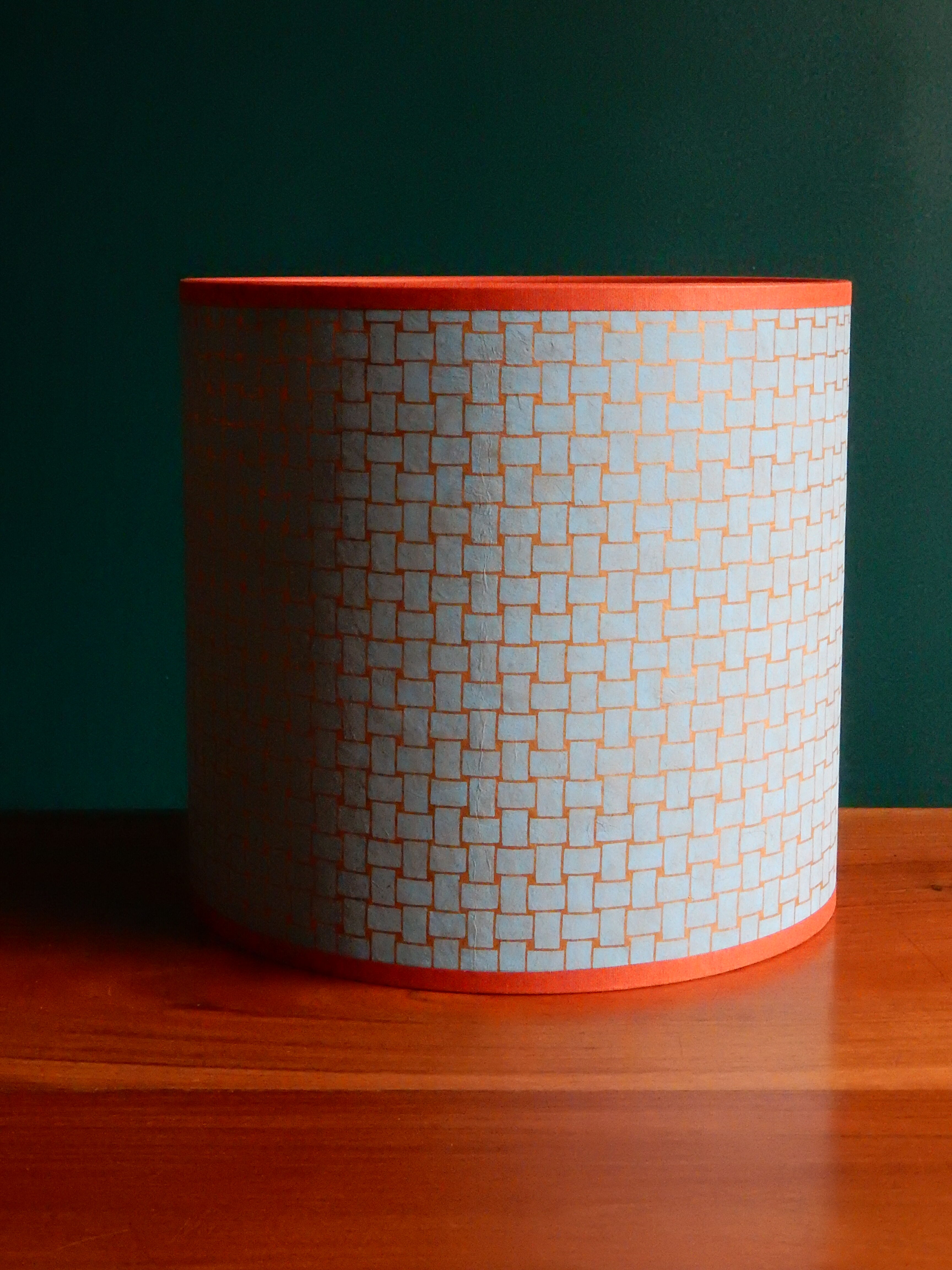 Nepalese blue and orange paper lampshade