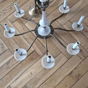 Lustre with 8 light arms in Hollywood Regency style – Gold brass and marble
