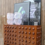 Brutalist Style Italian Dry Bar made of Oak Wood, Hand-carved Drinks Cabinet