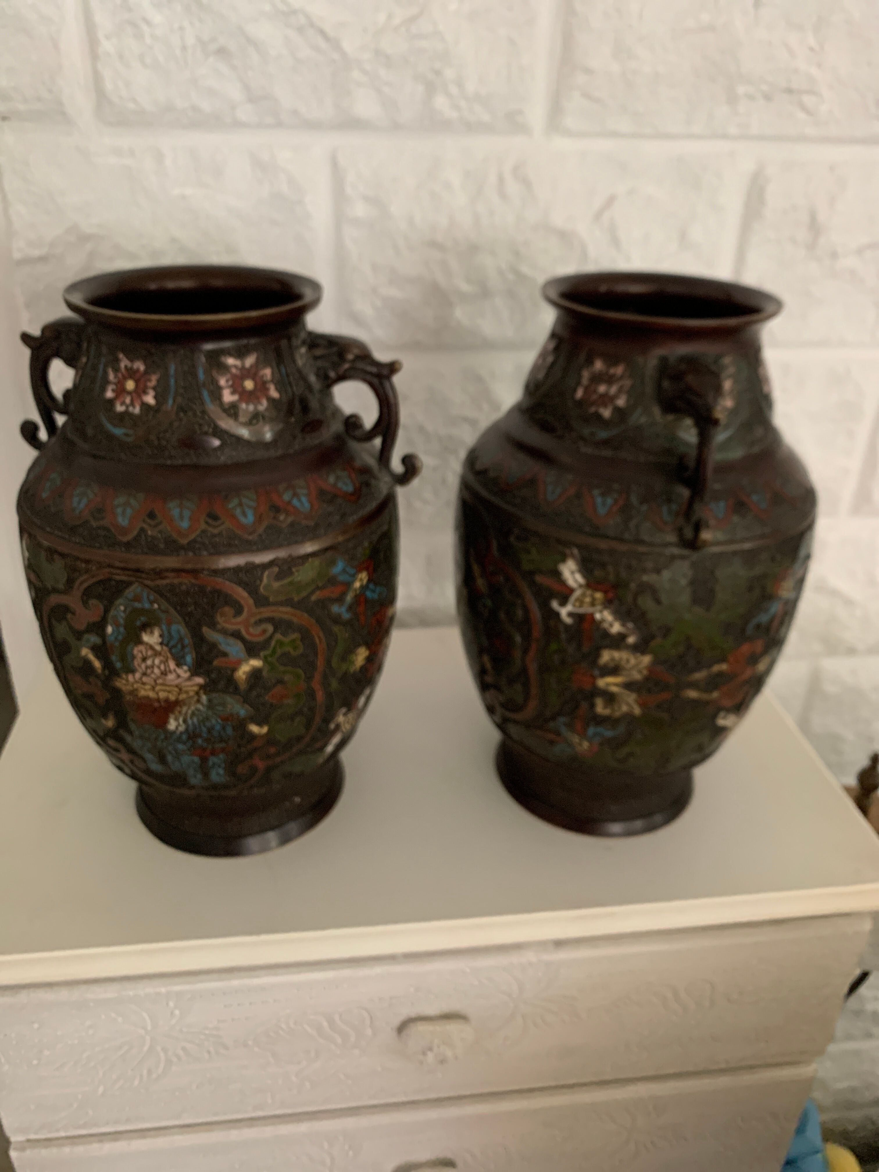 Pair of bronze vases