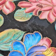 Large Decorative Enamelled Ceramic Plate — Vallauris — Floral Decoration
