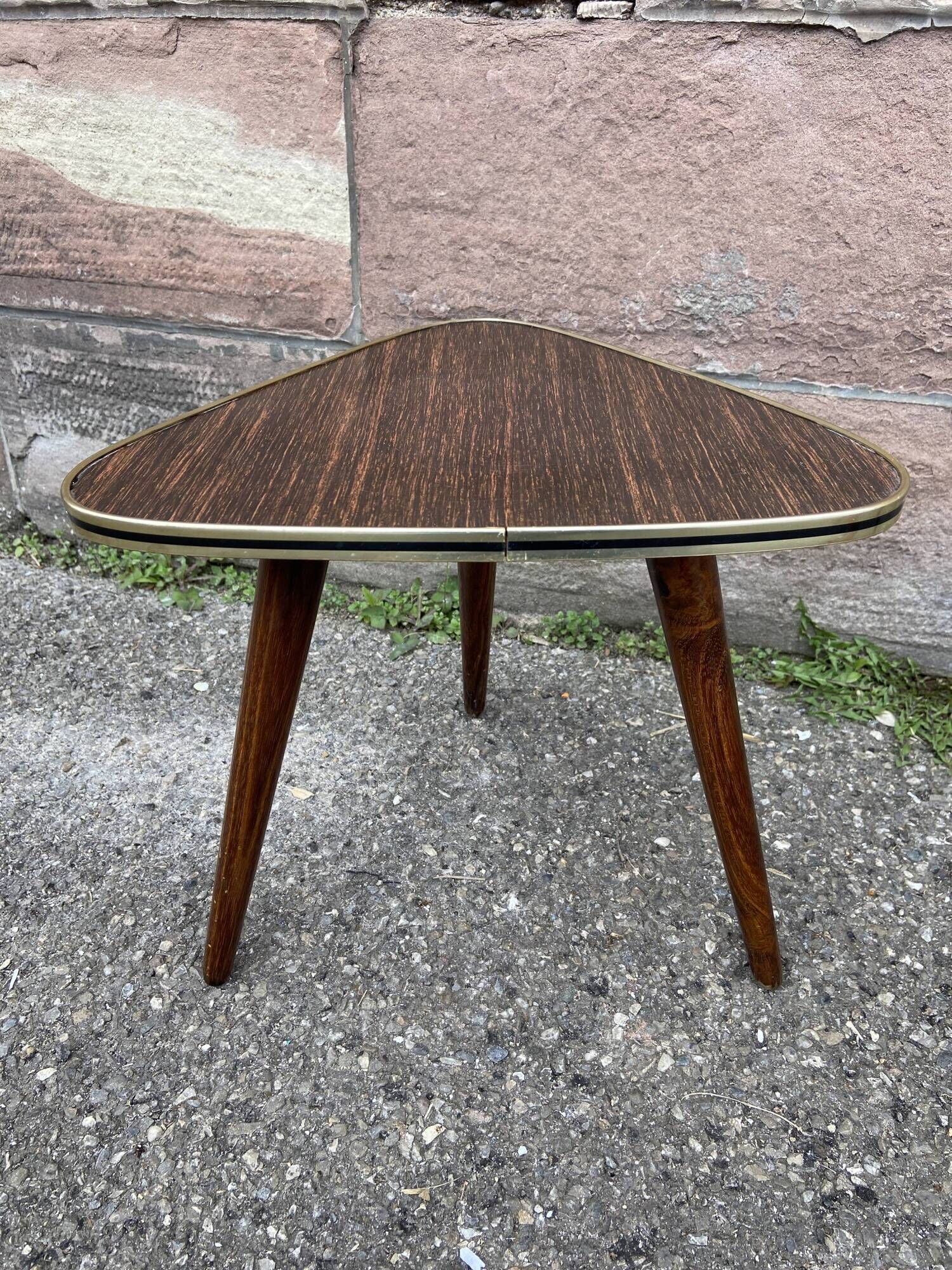 guéridon formica petite table basse vintage tripode porte plante midcentury 50s