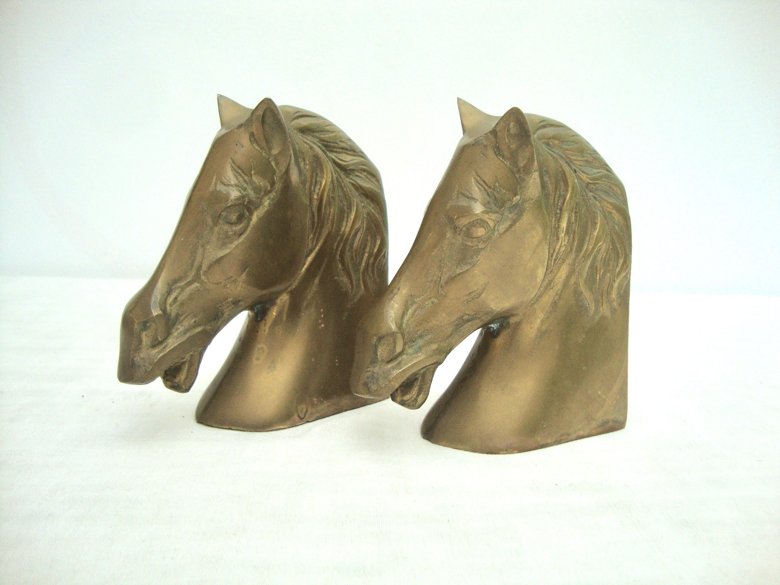 Brass horse bookends
