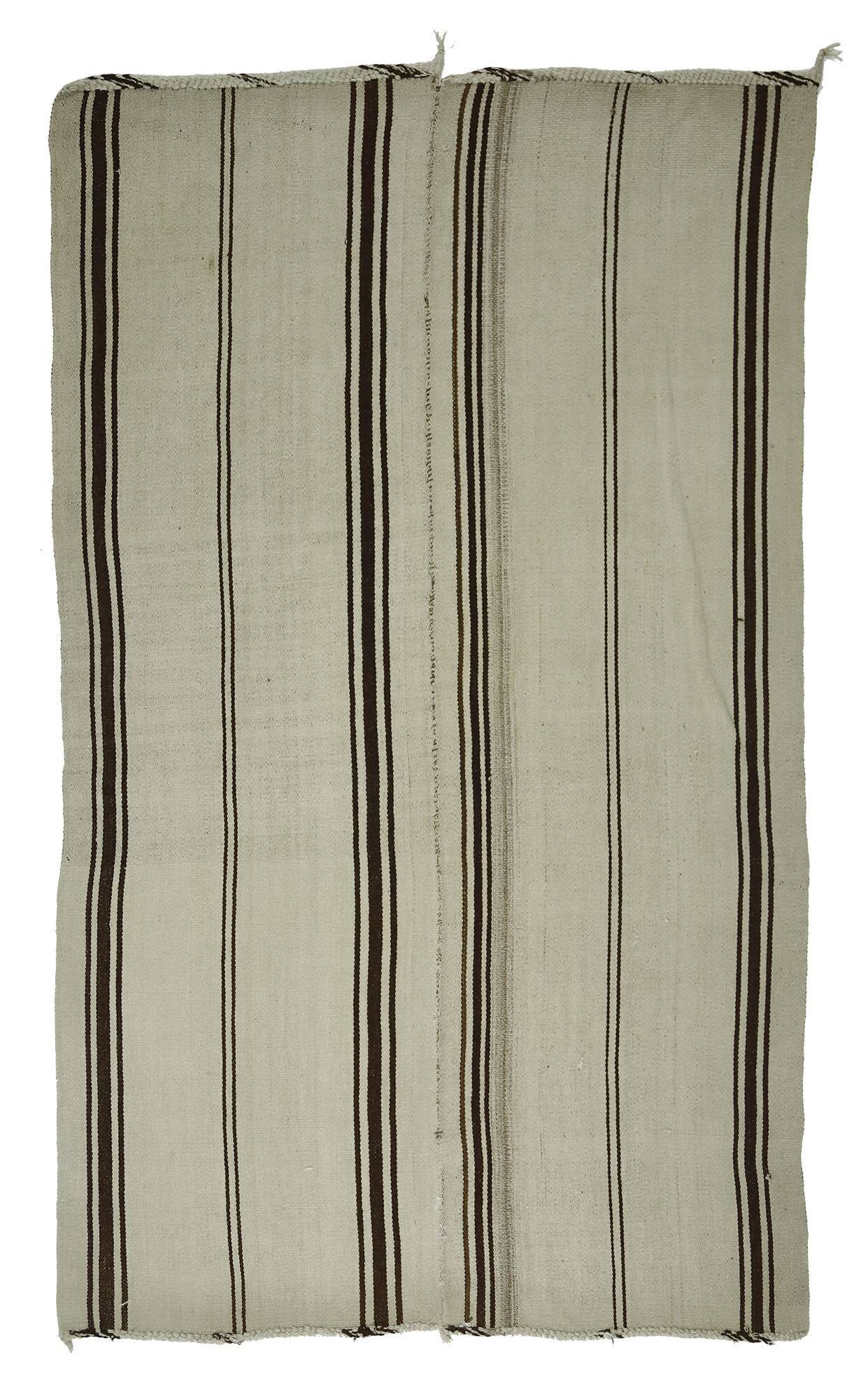 Turkish Kilim Konya Vintage 161x263 cm Beige Minimalist Stripes