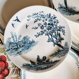 Lot de 6 assiettes plates en terre de fer Boulenger et Samaritaine coq canard