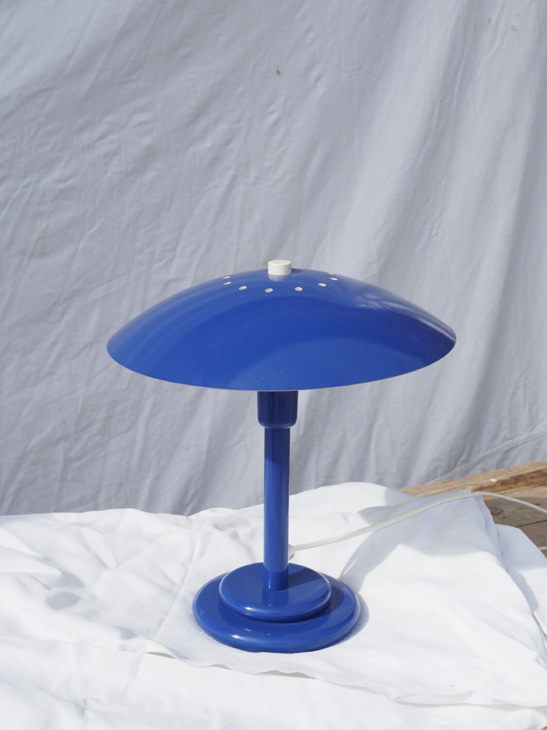 Blue table lamp Aluminor 1960-70
