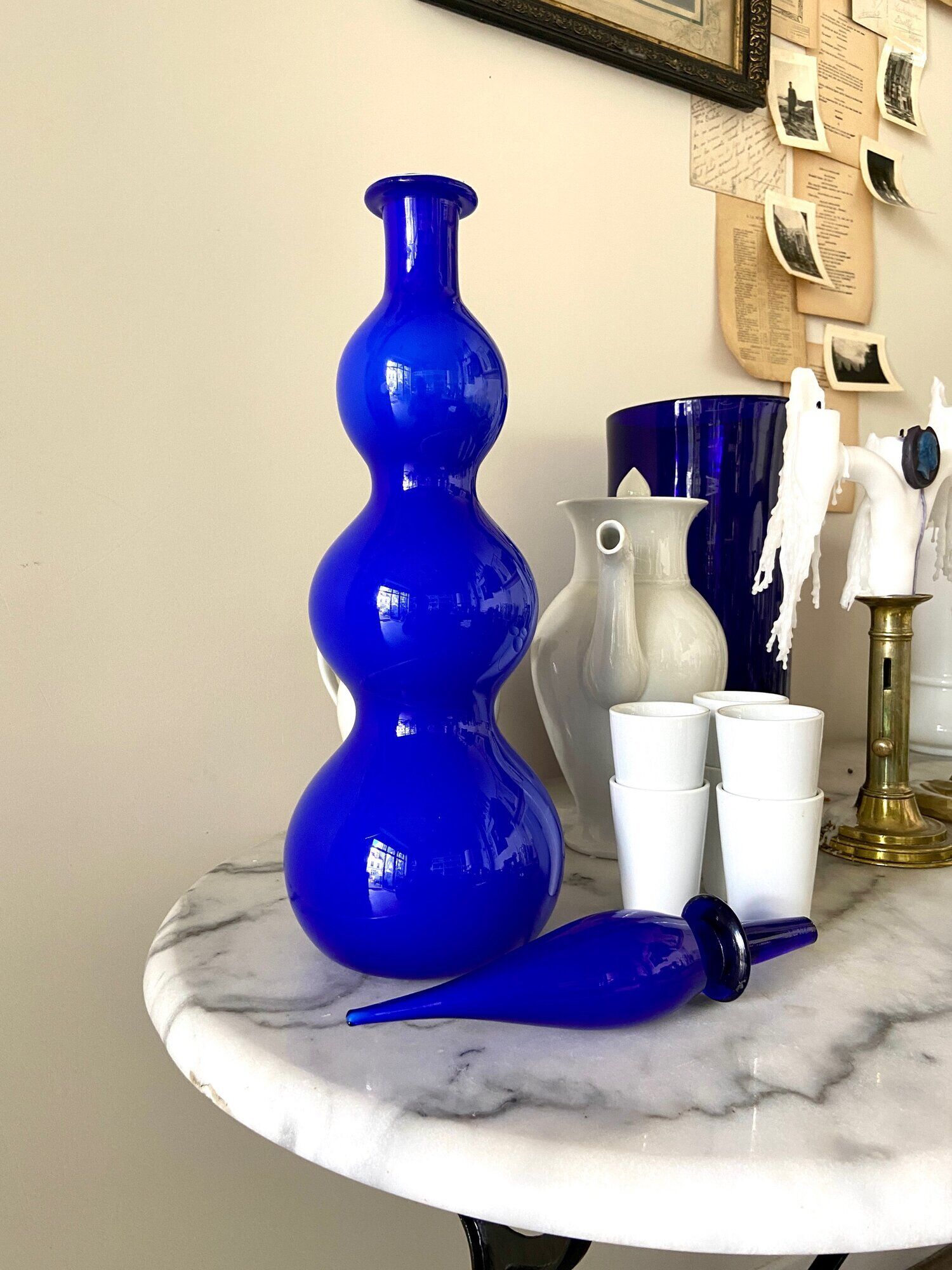Blue opaline decanter