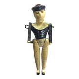 Painted wooden character, French brand Radiguet, vintage toy.