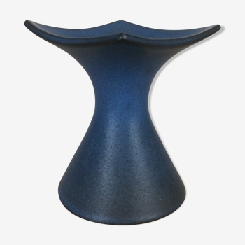 Modernist candle holder in blue ceramic