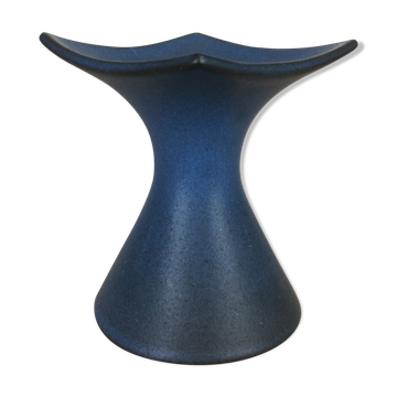 Bougeoir moderniste en céramique bleue