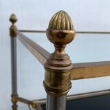 Table basse en bronze et verre opalin noir