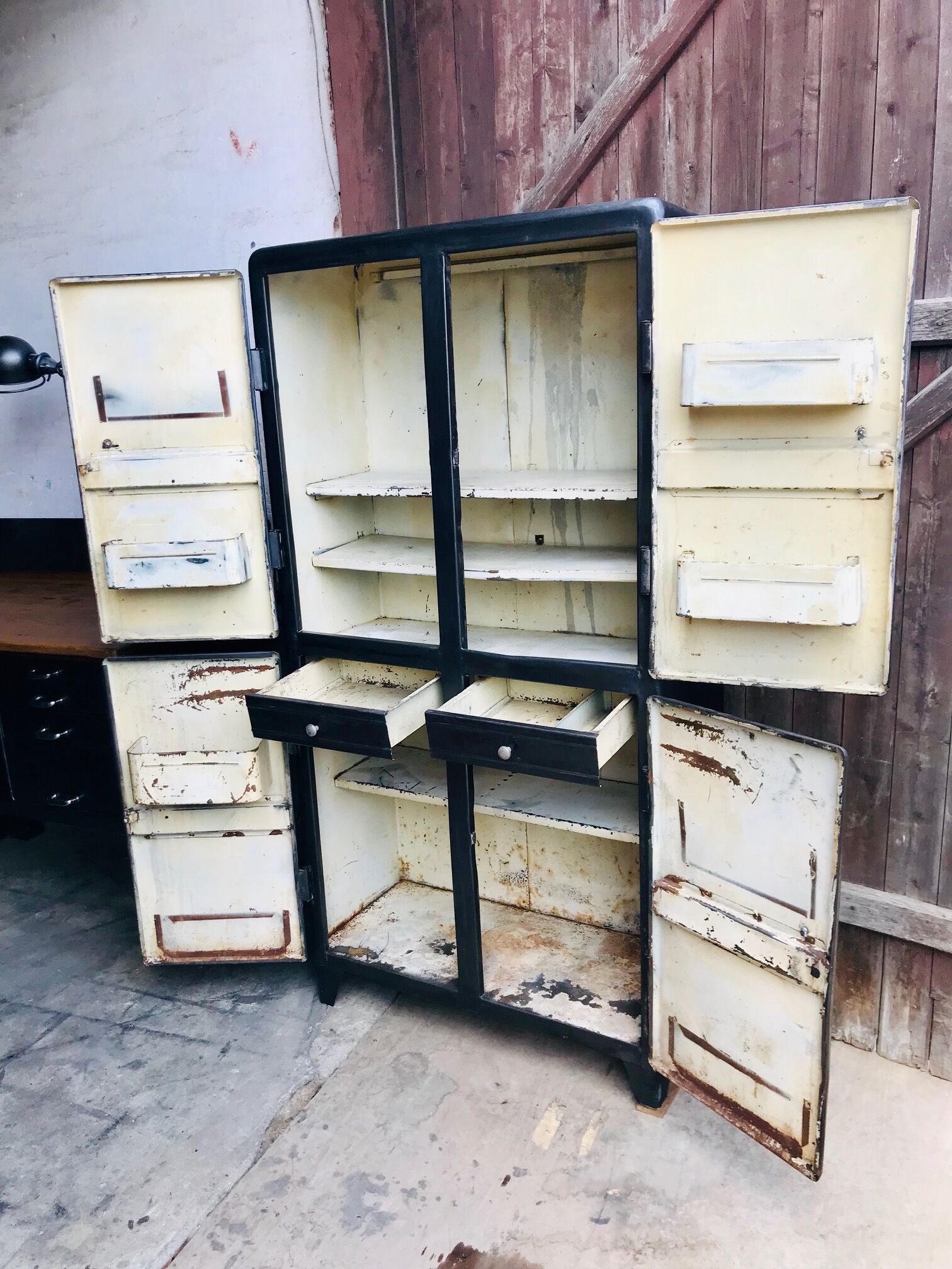 Rounded metal cabinet