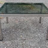 Coffee table glass and chrome metal