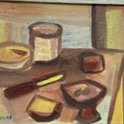 Original Swedish Oil on Canvas – "Breakfast" by Bengt Delefors – Signed "B. Delefors" – Vintage & Framed – 49 × 40 cm (19.3" × 15.7")