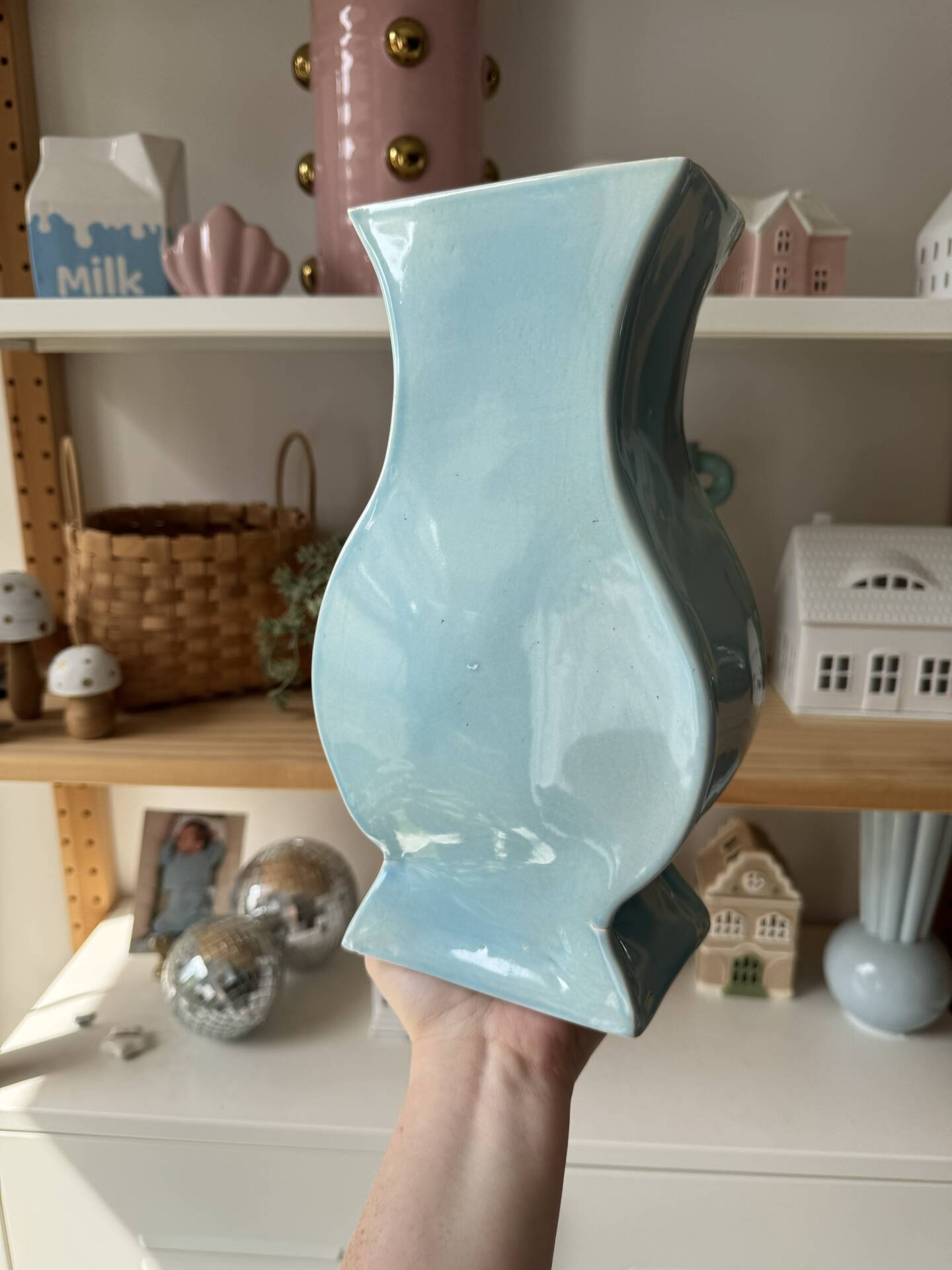 Vintage blue ceramic vase
