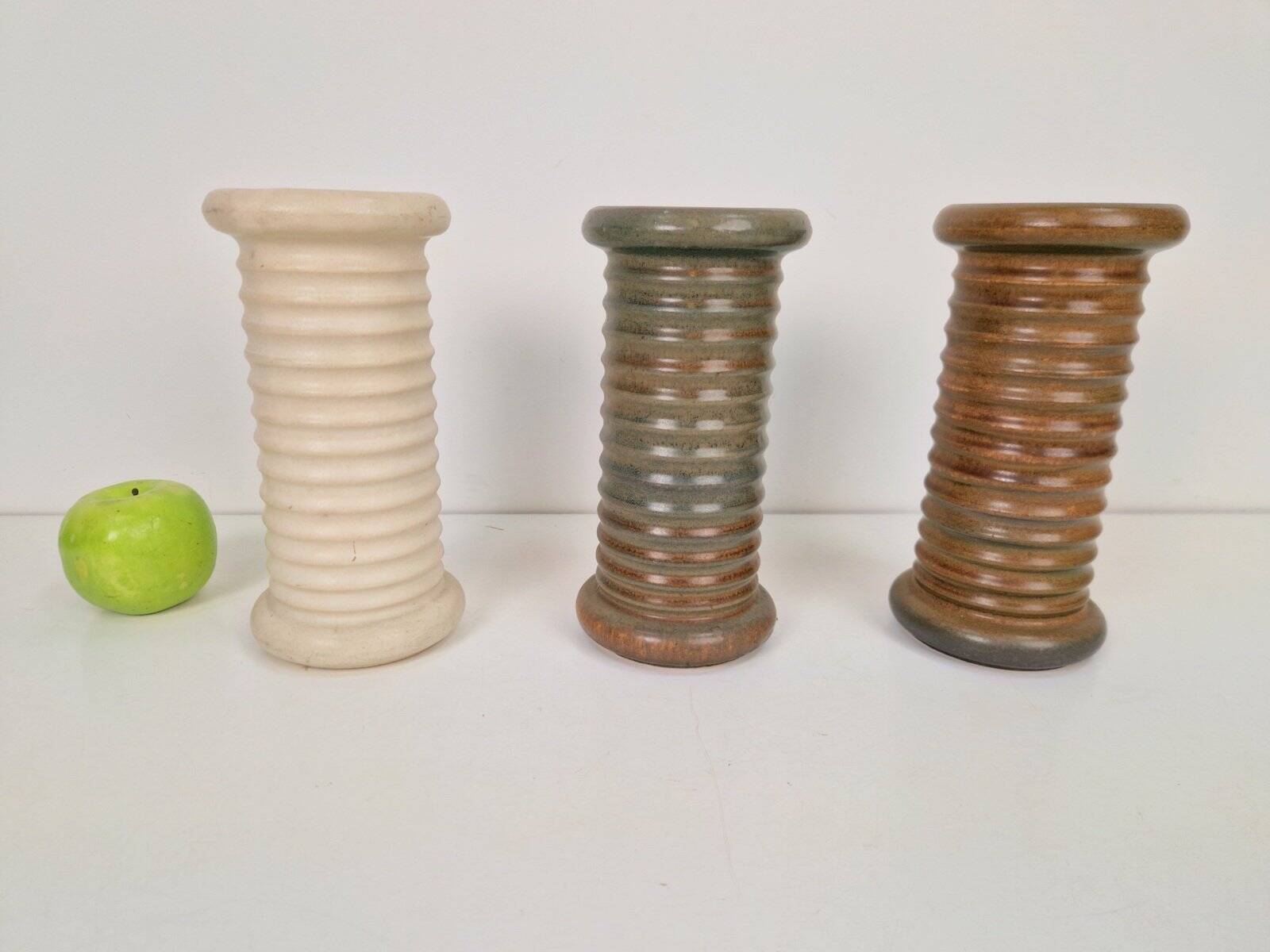 Vintage Scandinavian Ribbed Cylinder Vases, 1960s, Set of 3