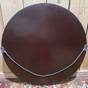 Round Art Deco mirror – Bevelled glass & chrome clips – 1930s