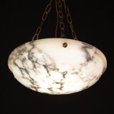 Art Deco White Albaster Chandelier, 1950s